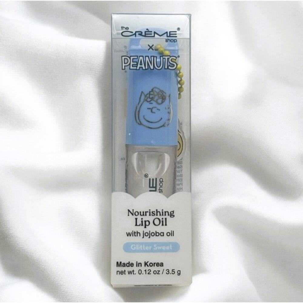 Creme Shop X Peanuts Nourishing Lip Oil, Sparkle Sweet, w/(2) Charm Toppers-NEW